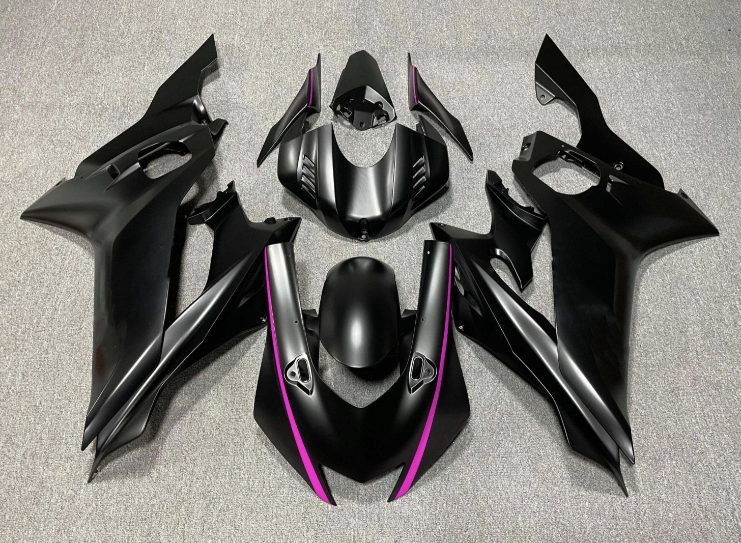 YAMAHA YZF-R6 (2017-2022) Matte Black, Pink Fairings at KingsMotorcycleFairings.com