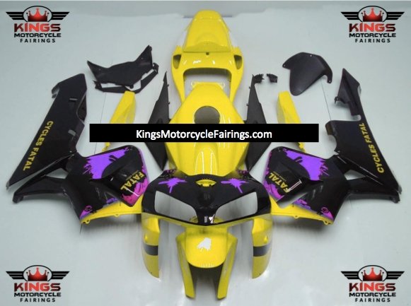 Honda CBR600RR (2005-2006) Yellow, Black & Purple Splatter Fairings