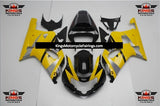 Black, Yellow and Silver Fairing Kit for a 2000, 2001, 2002 & 2003 Suzuki GSX-R750 motorcycle
