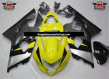 Yellow, Gray, Black and Silver Fairing Kit for a 2004 & 2005 Suzuki GSX-R750 motorcycle