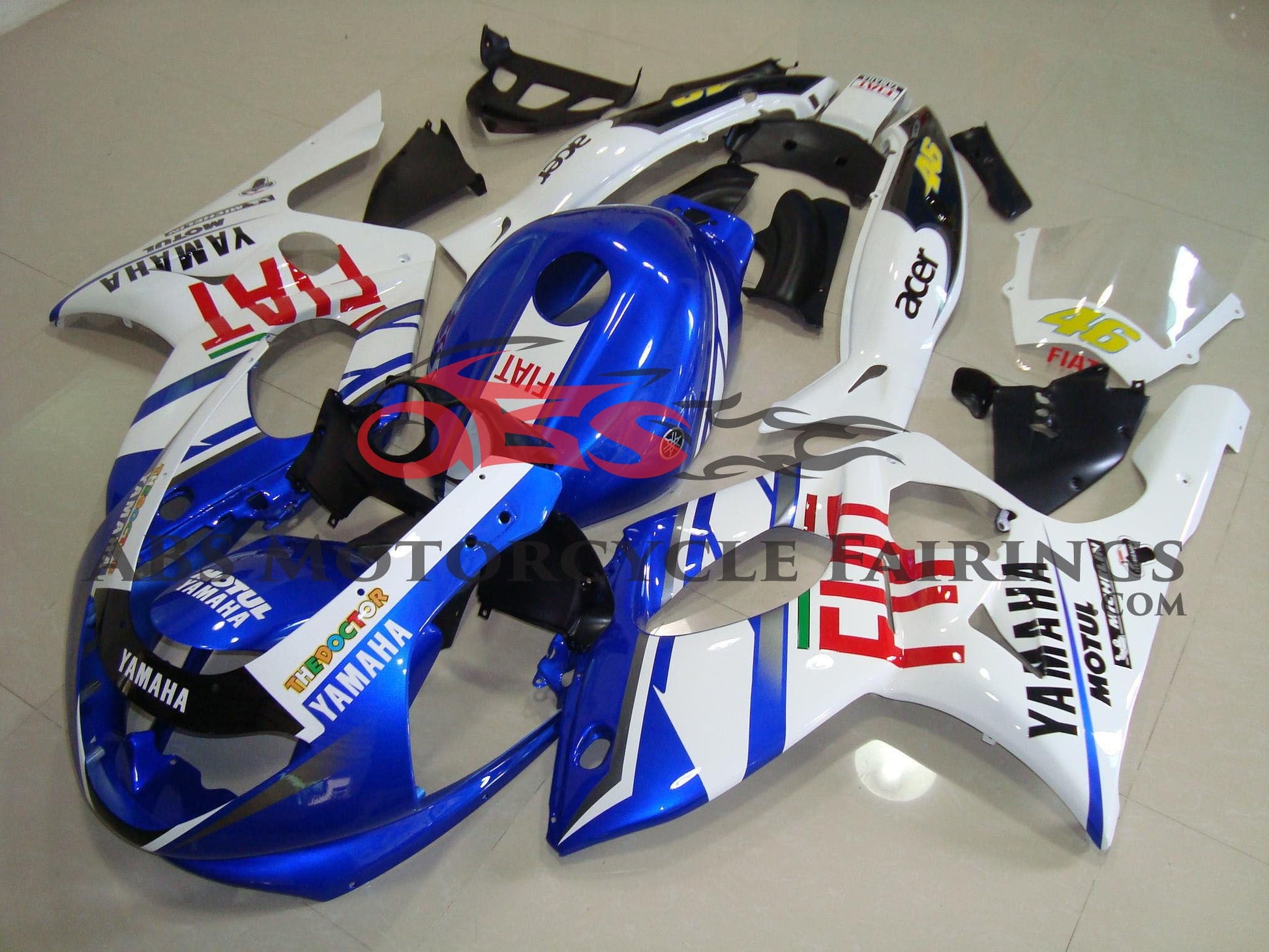 YAMAHA YZF600R (1998-2007) BLUE, WHITE & RED FIAT FAIRINGS
