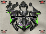 Faux Carbon Fiber, Green and Purple Flame Fairing Kit for a 2007 & 2008 Yamaha YZF-R1 motorcycle
