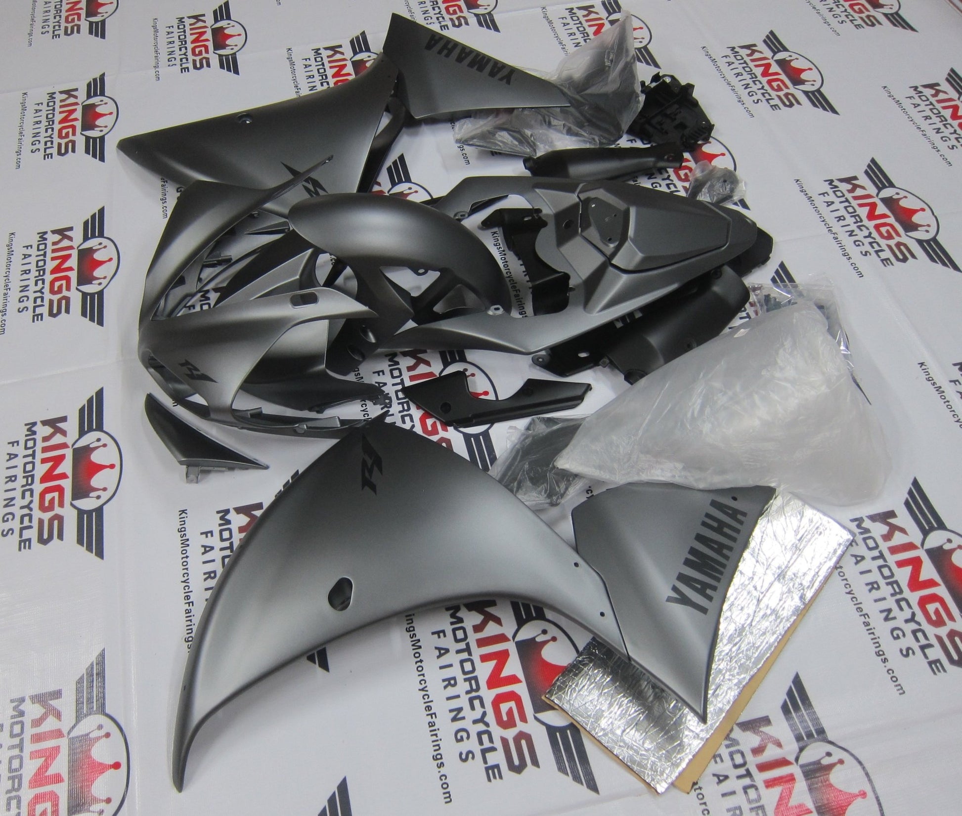 Yamaha YZF-R1 (2009-2011) Matte Gray & Black Fairings at KingsMotorcycleFairings.com