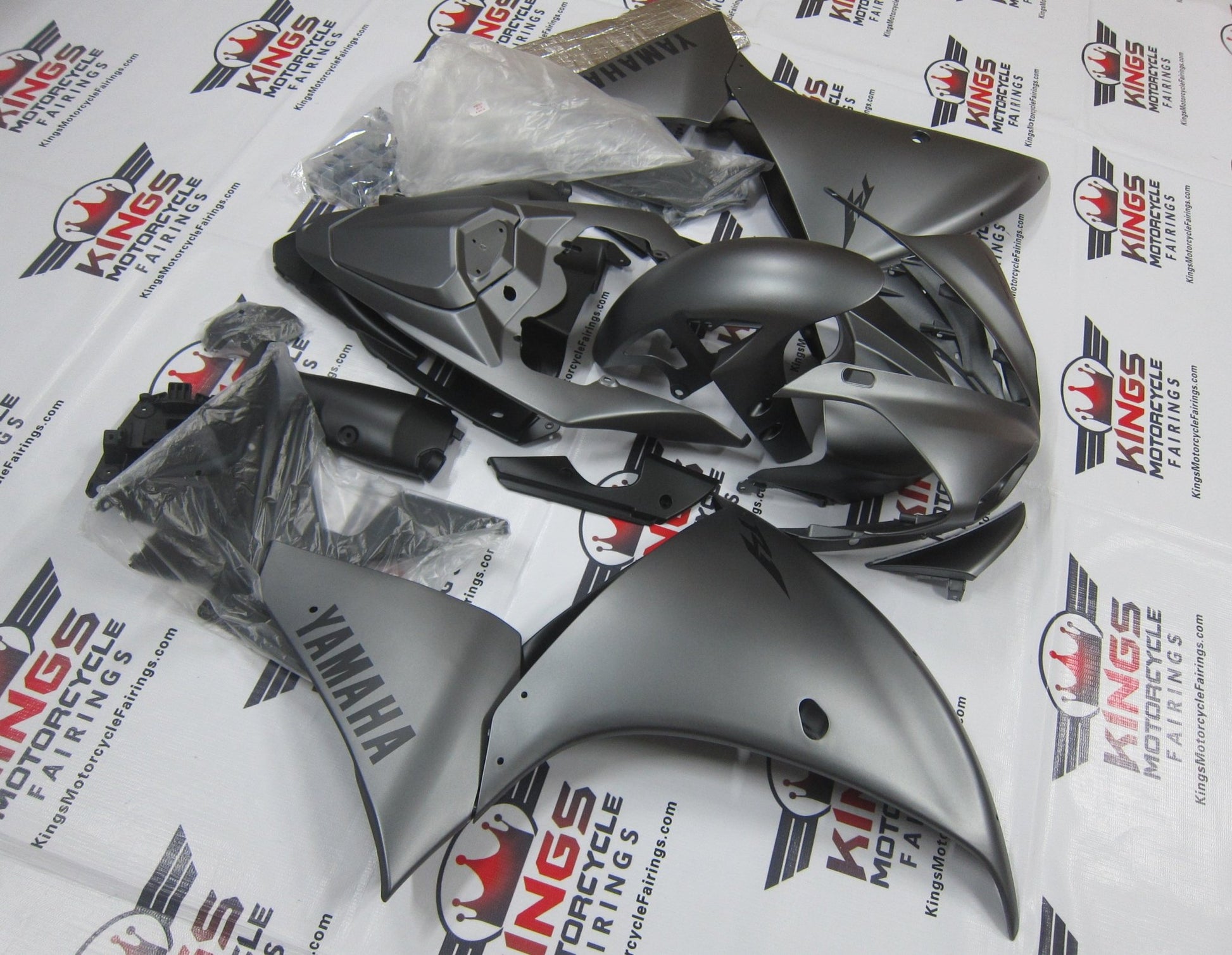 Yamaha YZF-R1 (2009-2011) Matte Gray & Black Fairings at KingsMotorcycleFairings.com