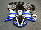 Blue, White, Black and Silver Race Fairing Kit for a 2012, 2013 & 2014 Yamaha YZF-R1 motorcycle - KingsMotorcycleFairings.com