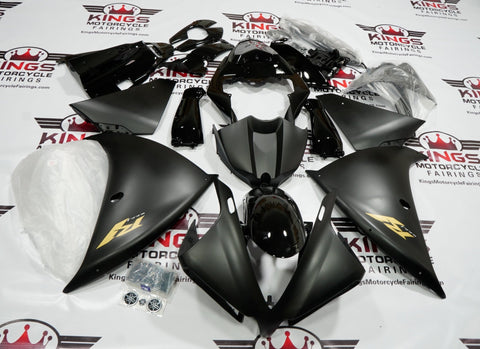 Yamaha YZF-R1 (2012-2014) Matte Black, Gloss Black & Gold Fairings at KingsMotorcycleFairings.com