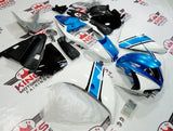 White, Light Blue and Black Fairing Kit for a 2012, 2013 & 2014 Yamaha YZF-R1 motorcycle