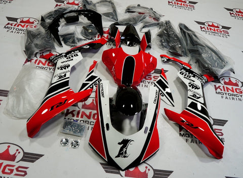 Red, White and Black Fairing Kit for a 2015, 2016, 2017, 2018 & 2019 Yamaha YZF-R1 motorcycle