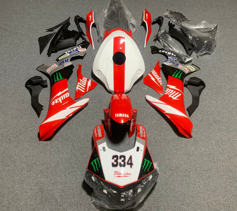 Yamaha YZF-R1 (2015-2019) Red, White & Black Milwaukee Fairings