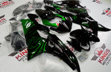 Black and Green Flames Fairing Kit for a 2006 & 2007 Yamaha YZF-R6 motorcycle.