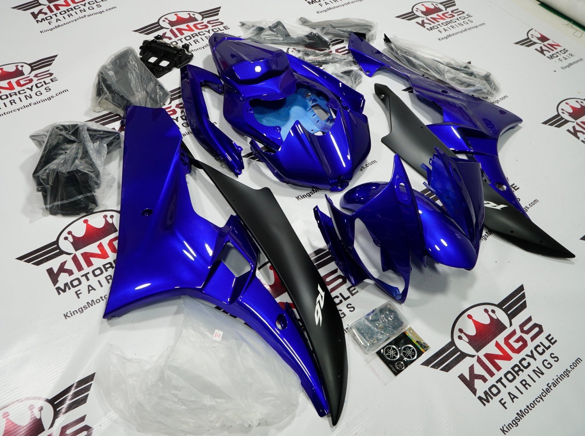 Yamaha YZF-R6 (2006-2007) Blue & Matte Black Fairings at KingsMotorcycleFairings.com