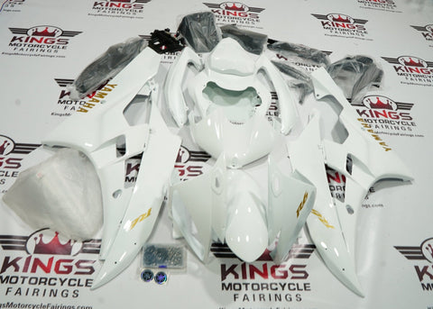 Yamaha YZF-R6 (2006-2007) Gloss White & Gold Fairings at KingsMotorcycleFairings.com