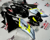 Black, Silver and Neon Yellow Fairing Kit for a 2008, 2009, 2010, 2011, 2012, 2013, 2014, 2015 & 2016 Yamaha YZF-R6 motorcycle