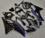 Faux Carbon Fiber, Black and Blue Fairing Kit for a 2008, 2009, 2010, 2011, 2012, 2013, 2014, 2015 & 2016 Yamaha YZF-R6 motorcycle