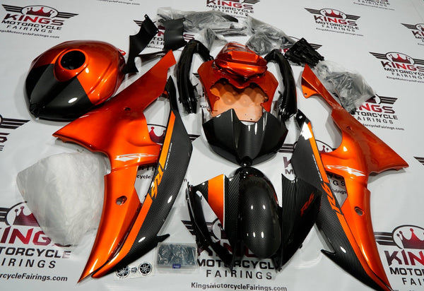 Yamaha YZF-R6 (2008-2016) Faux Carbon Fiber & Burnt Orange Fairings at KingsMotorcycleFairings.com