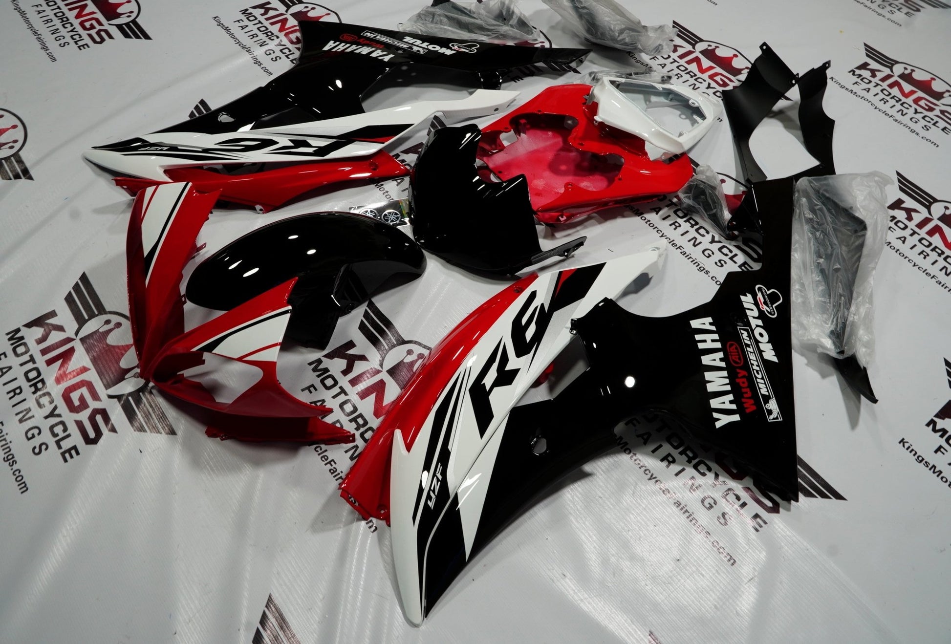 Yamaha YZF-R6 (2008-2016) Red, White & Black Fairings at KingsMotorcycleFairings.com
