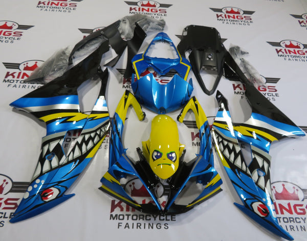 Blue, Yellow and Black Shark Fairing Kit for a 2008, 2009, 2010, 2011, 2012, 2013, 2014, 2015 & 2016 Yamaha YZF-R6 motorcycle