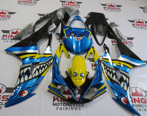 Blue, Yellow and Black Shark Fairing Kit for a 2008, 2009, 2010, 2011, 2012, 2013, 2014, 2015 & 2016 Yamaha YZF-R6 motorcycle