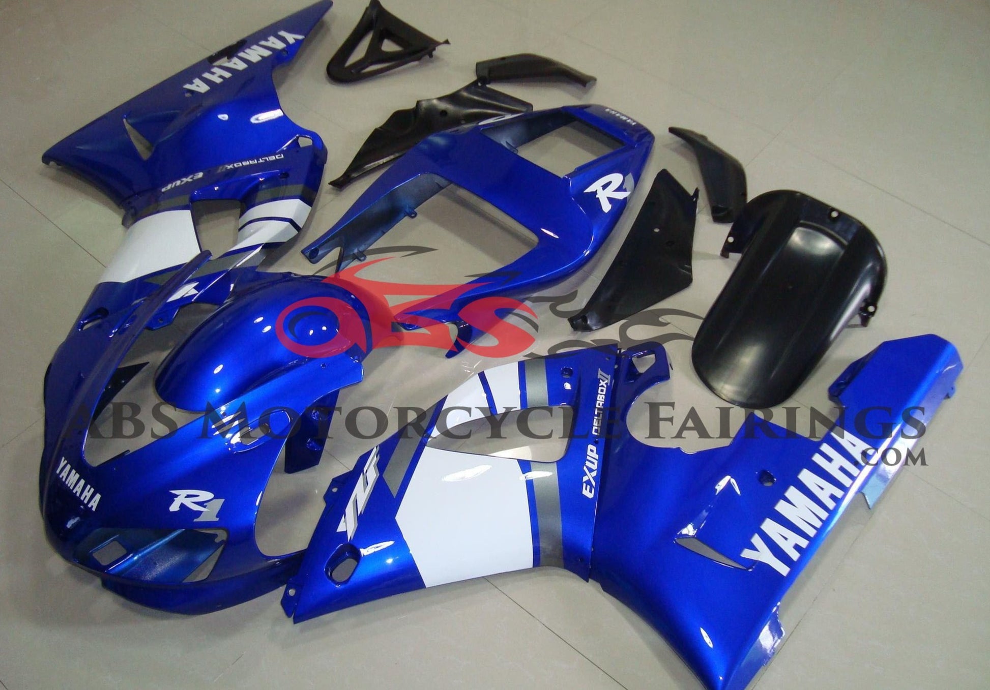 Yamaha R1 Fairing Kit (1998-1999) Blue, White at KingsMotorcycleFairings.com