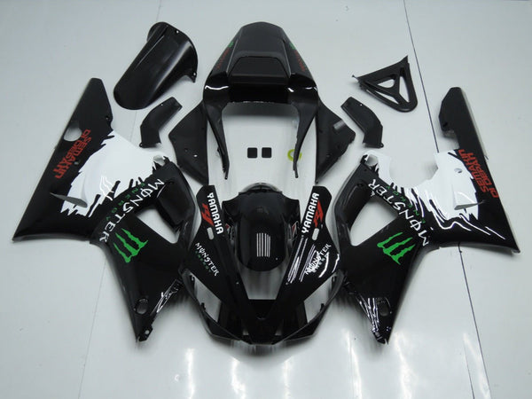 Yamaha R1 Fairings (2000-2001) Black, White Monster Energy at KingsMotorcycleFairings.com