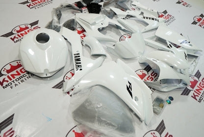 Yamaha R1 Fairings (2007-2008) White, Black at KingsMotorcycleFairings.com