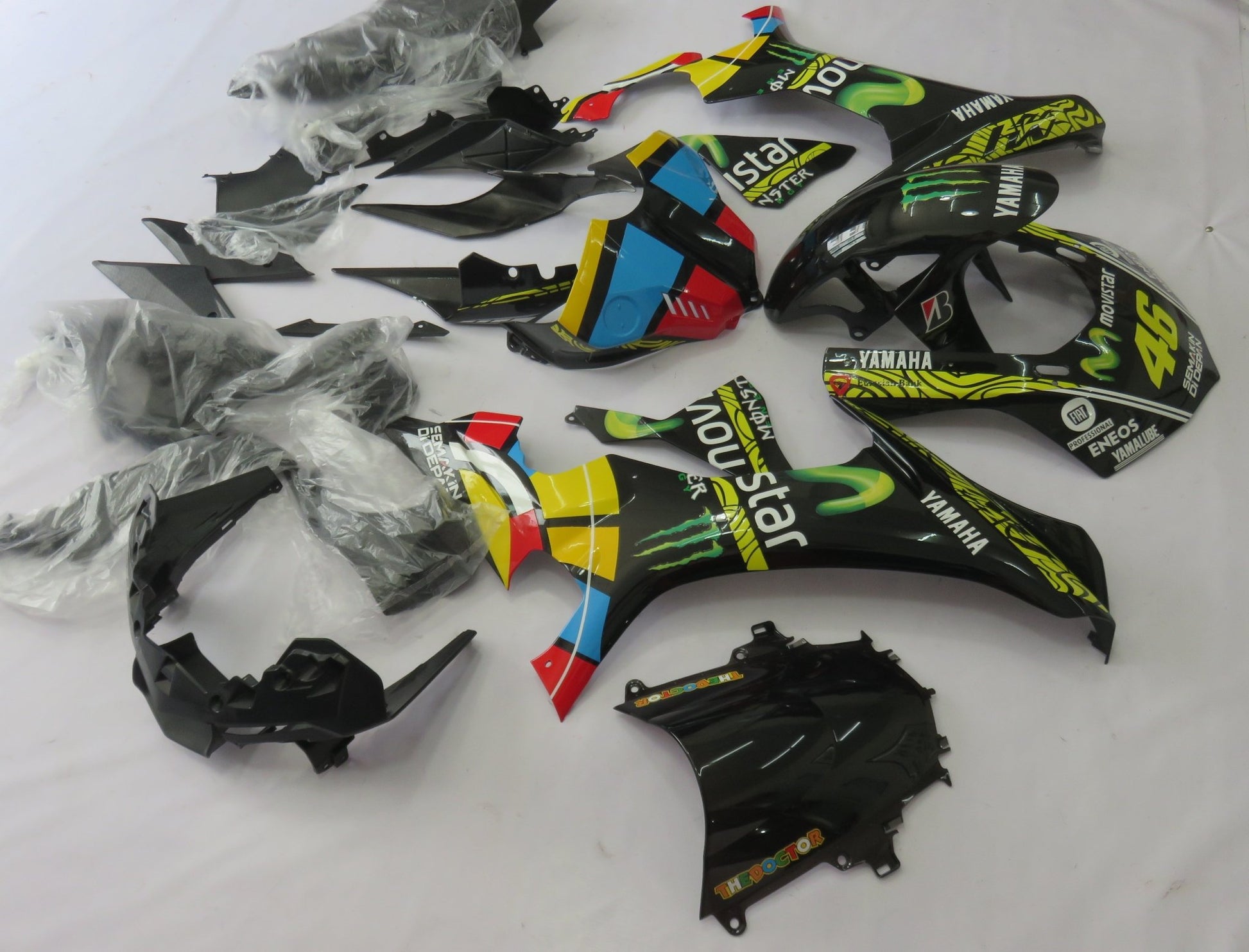 Yamaha R1 Fairings (2020-2025) Black Movistar #46 at KingsMotorcycleFairings.com