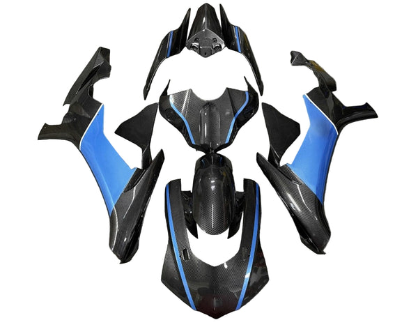 Yamaha R1 Fairings (2020-2025) Faux Carbon Fiber, Light Blue at KingsMotorcycleFairings.com