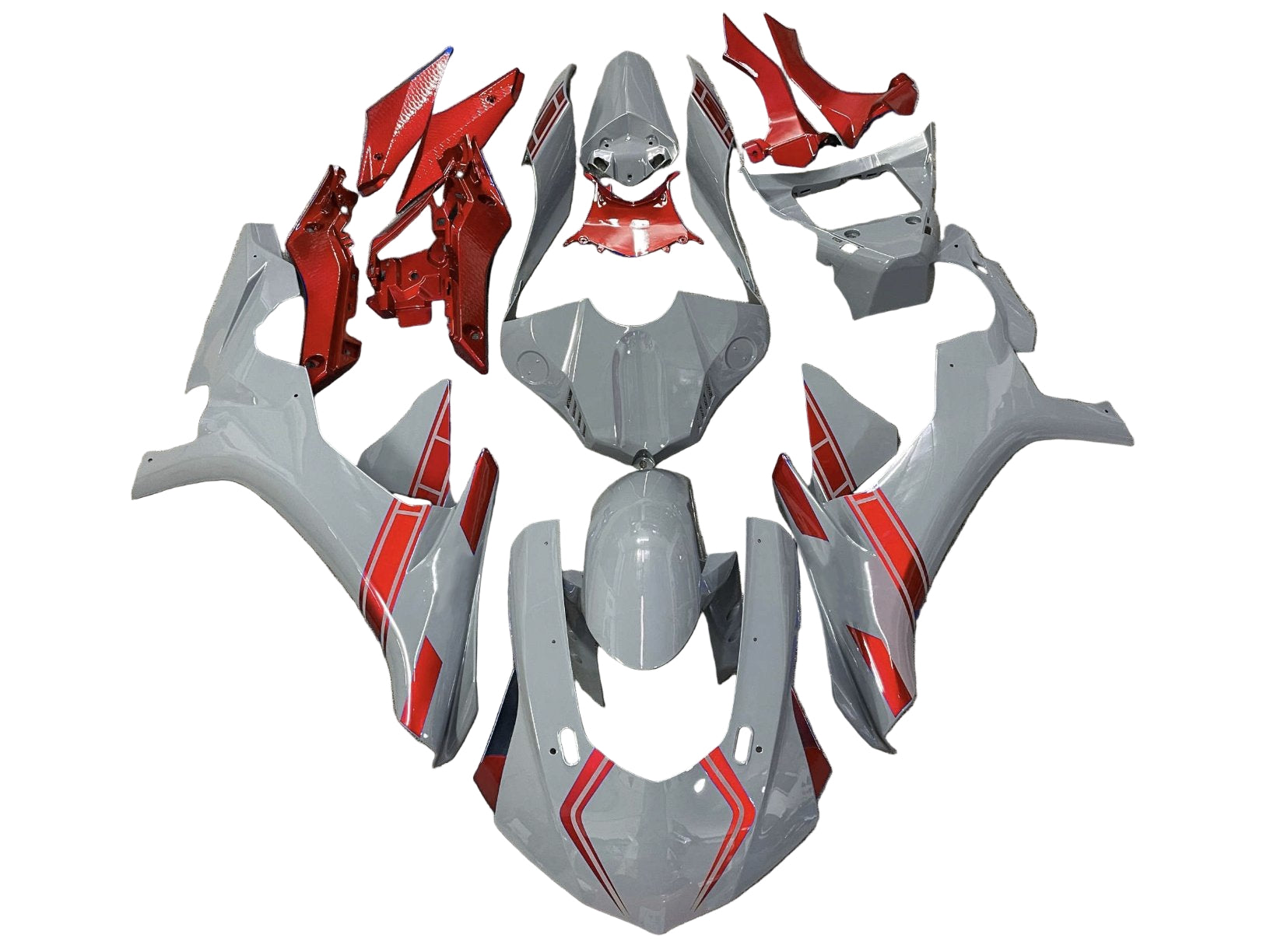 Yamaha R1 Fairings (2020-2025) Nardo Gray, Red at KingsMotorcycleFairings.com