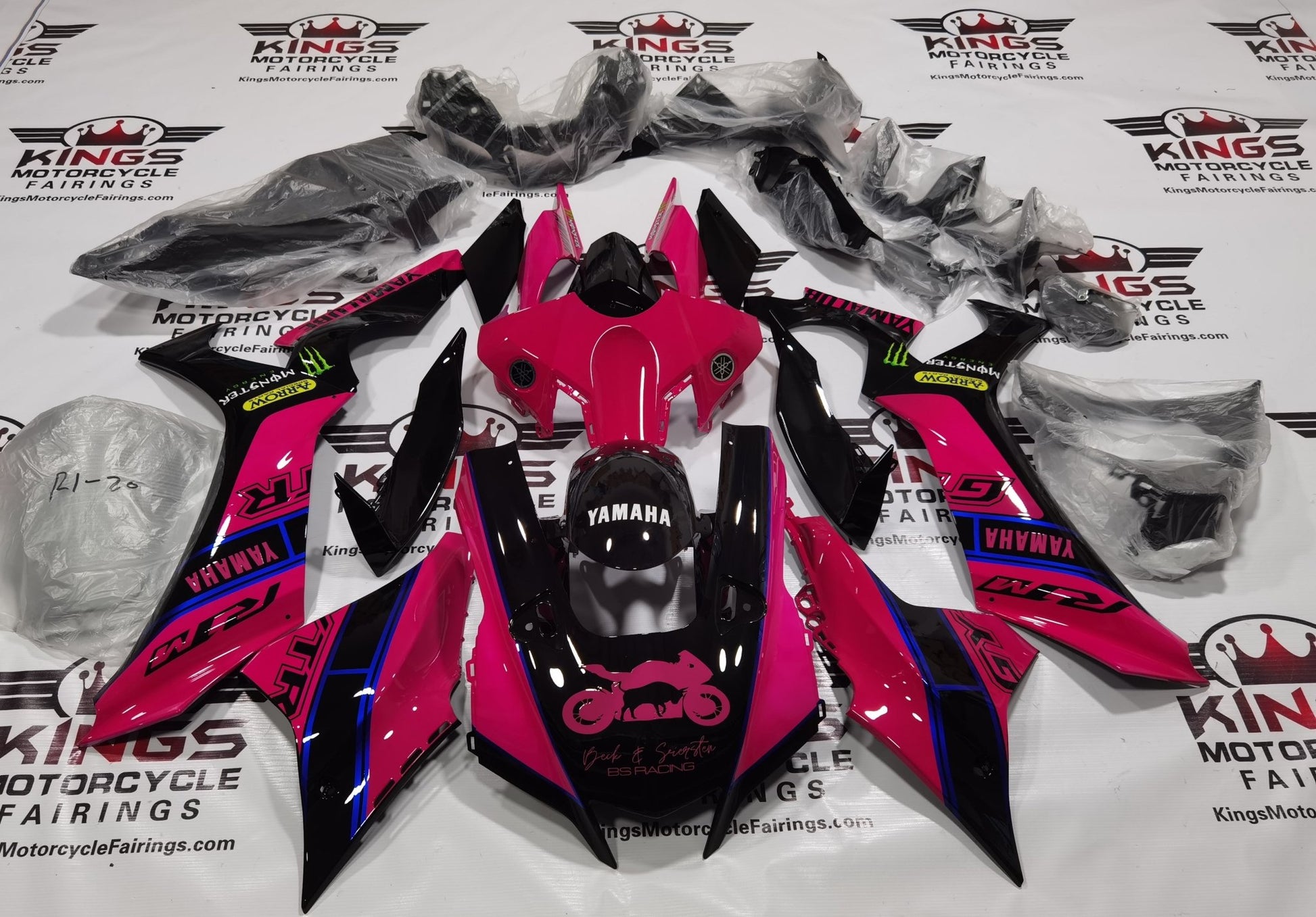 Yamaha R1 Fairings (2020-2025) Pink, Black, Blue Fairings at KingsMotorcycleFairings.com