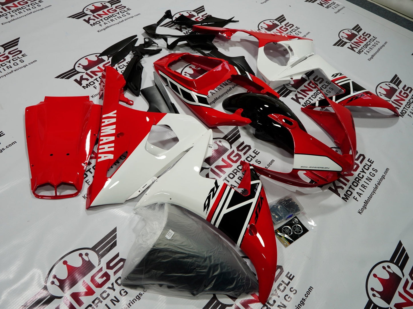 Yamaha R6 Fairing Kit (2003-2004) Red, White, Black at KingsMotorcycleFairings.com