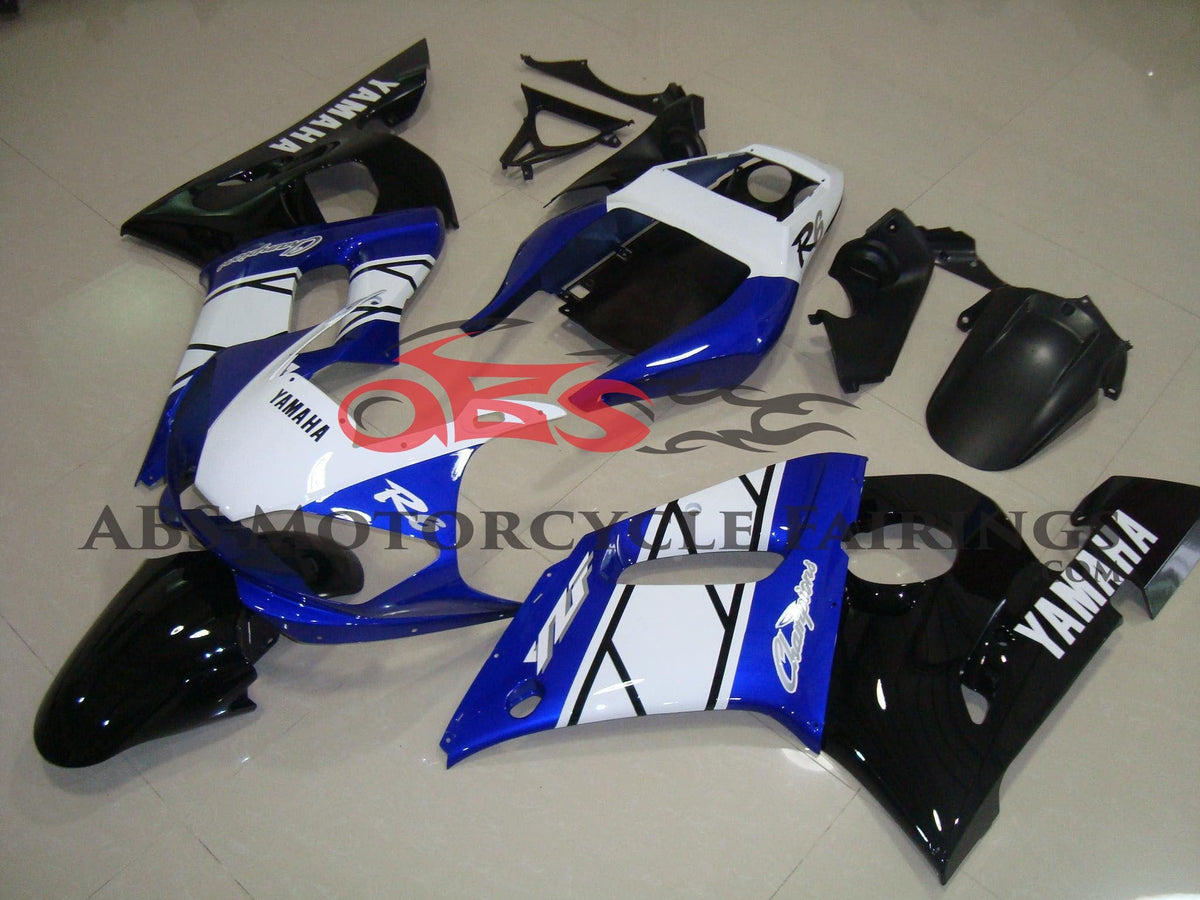 Yamaha R6 Fairings (1998-2002) Blue, White, Black Champions at KingsMotorcycleFairings.com