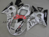 Yamaha R6 Fairings (1998-2002) White, Black Corona at KingsMotorcycleFairings.com