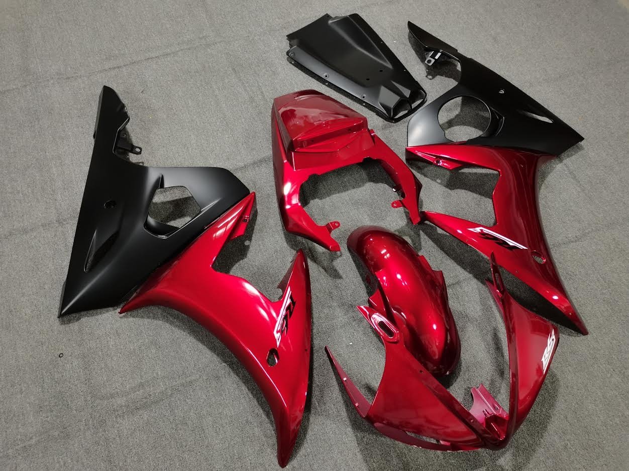 Yamaha R6 Fairings (2003-2004) Candy Red, Matte Black at KingsMotorcycleFairings.com