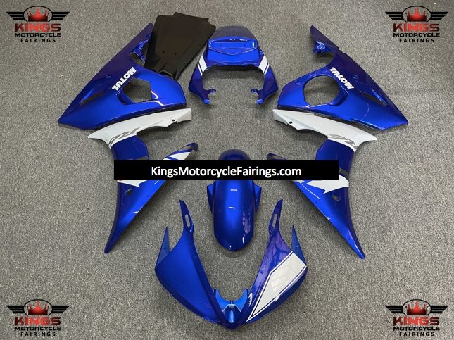 Yamaha R6 Fairings (2005) Blue, White, Silver Motul at KingsMotorcycleFairings.com
