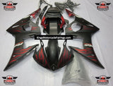 Yamaha R6 Fairings (2005) Matte Black, Matte Red Flame at KingsMotorcycleFairings.com
