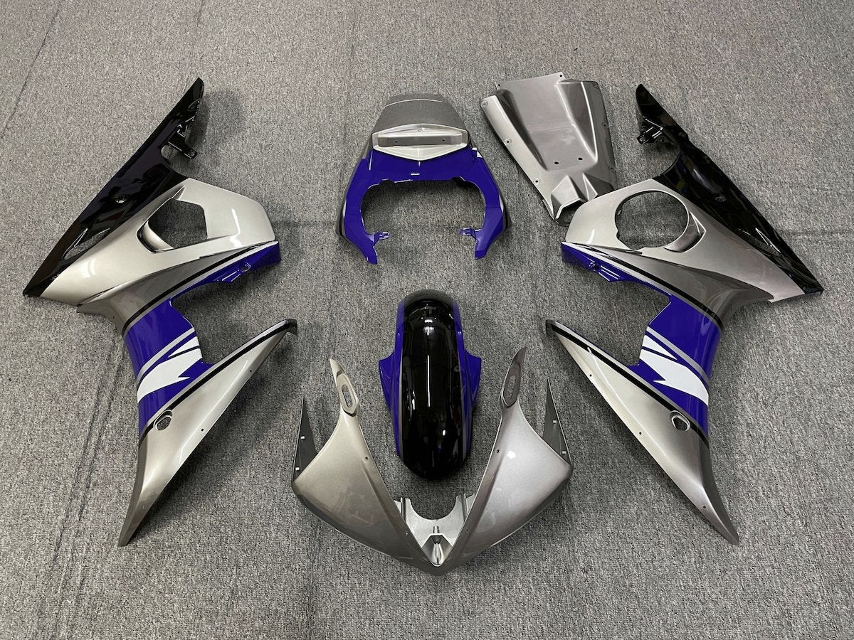 Yamaha R6 Fairings (2005) Silver, Purple, Black, White at KingsMotorcycleFairings.com
