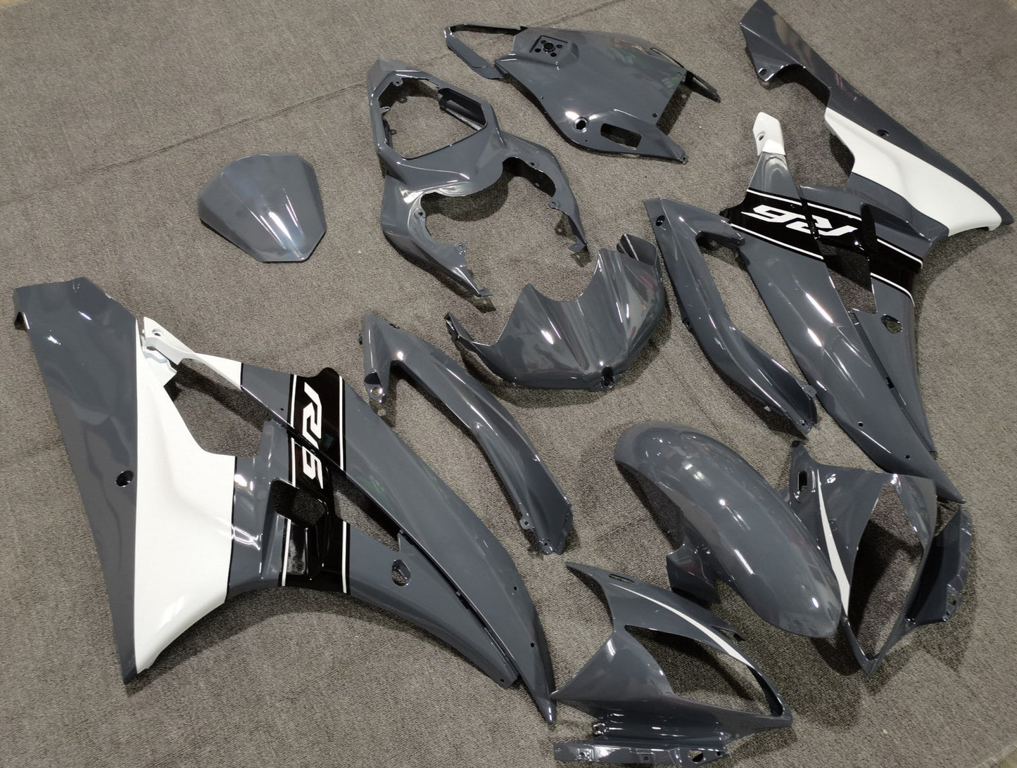 Yamaha R6 Fairings (2006-2007) Nardo Gray, Black, White at KingsMotorcycleFairings.com