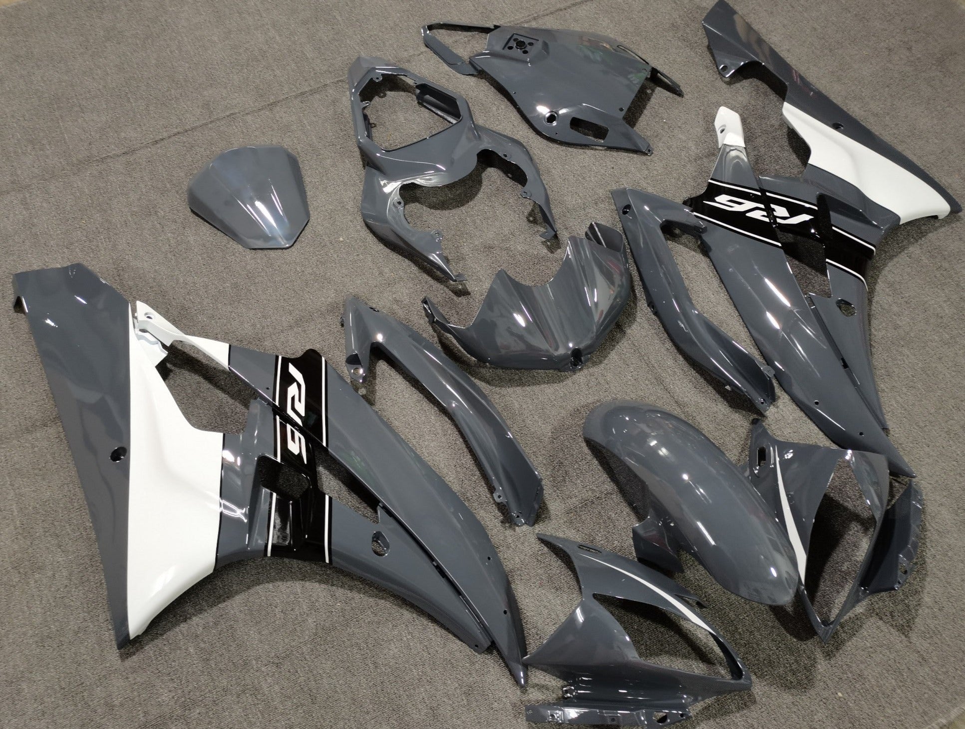 Yamaha R6 Fairings (2006-2007) Nardo Gray, Black, White at KingsMotorcycleFairings.com