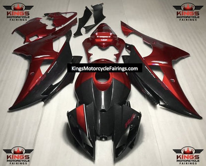 Yamaha R6 Fairings (2008-2016) Faux Carbon Fiber, Candy Red  from KingsMotorcycleFairings.com