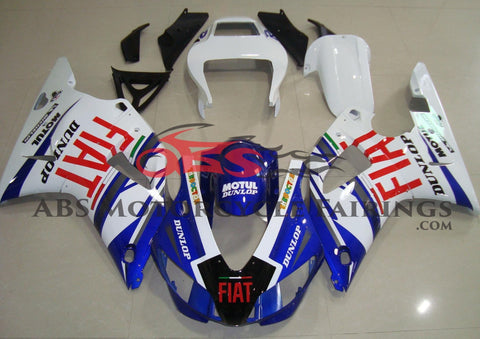 Yamaha YZF-R1 Fairings (1998-1999) Blue, White, Red FIAT at KingsMotorcycleFairings.com