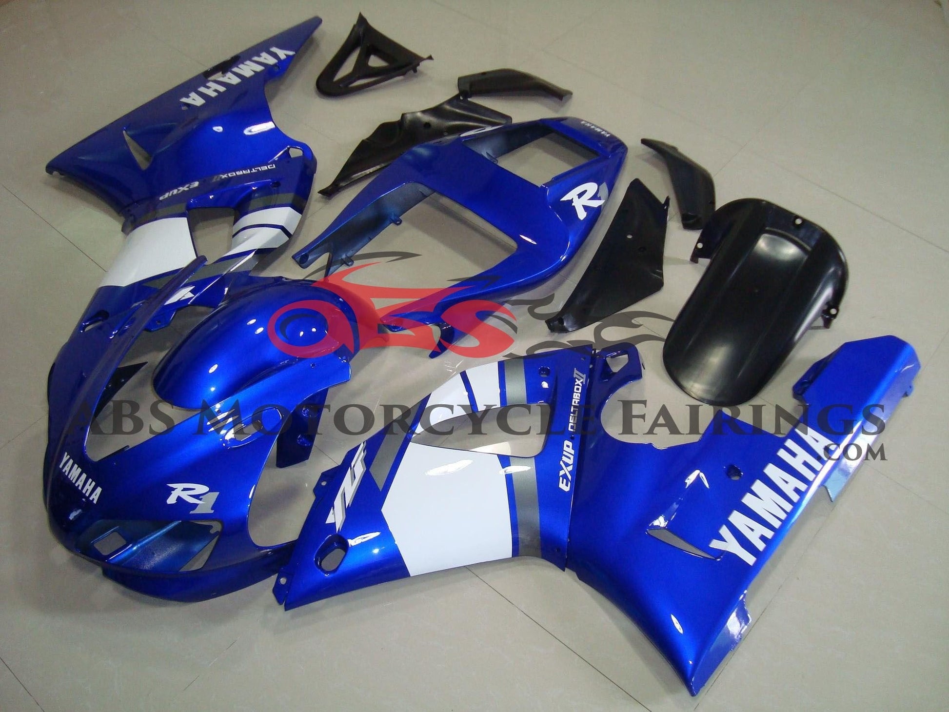 Yamaha YZF-R1 Fairings (1998-1999) Blue, White at KingsMotorcycleFairings.com