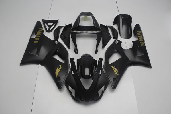 Yamaha YZF-R1 Fairings (1998-1999) Matte Black, Gloss Black, Gold at KingsMotorcycleFairings.com