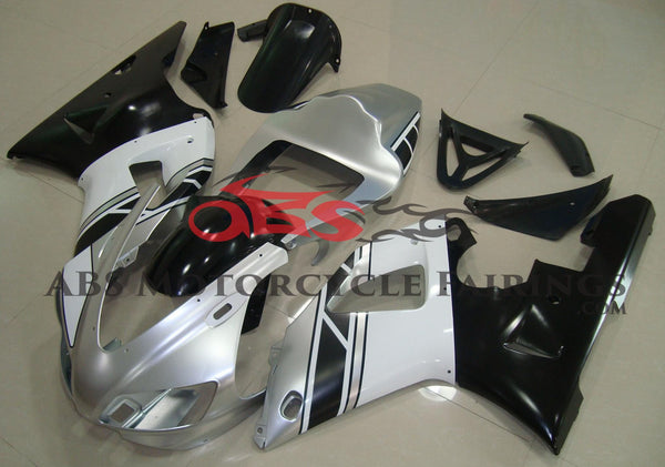 Yamaha YZF-R1 Fairings (1998-1999) Silver, White, Black at KingsMotorcycleFairings.com