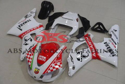 Yamaha YZF-R1 Fairings (1998-1999) White, Red Abarth at KingsMotorcycleFairings.com