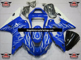 Yamaha YZF-R1 Fairings (2000-2001) Blue, White Flame at KingsMotorcycleFairings.com
