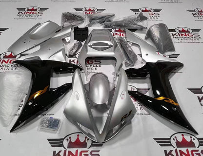 Yamaha YZF-R1 Fairings (2002-2003) Silver, Black, Gold at KingsMotorcycleFairing.com