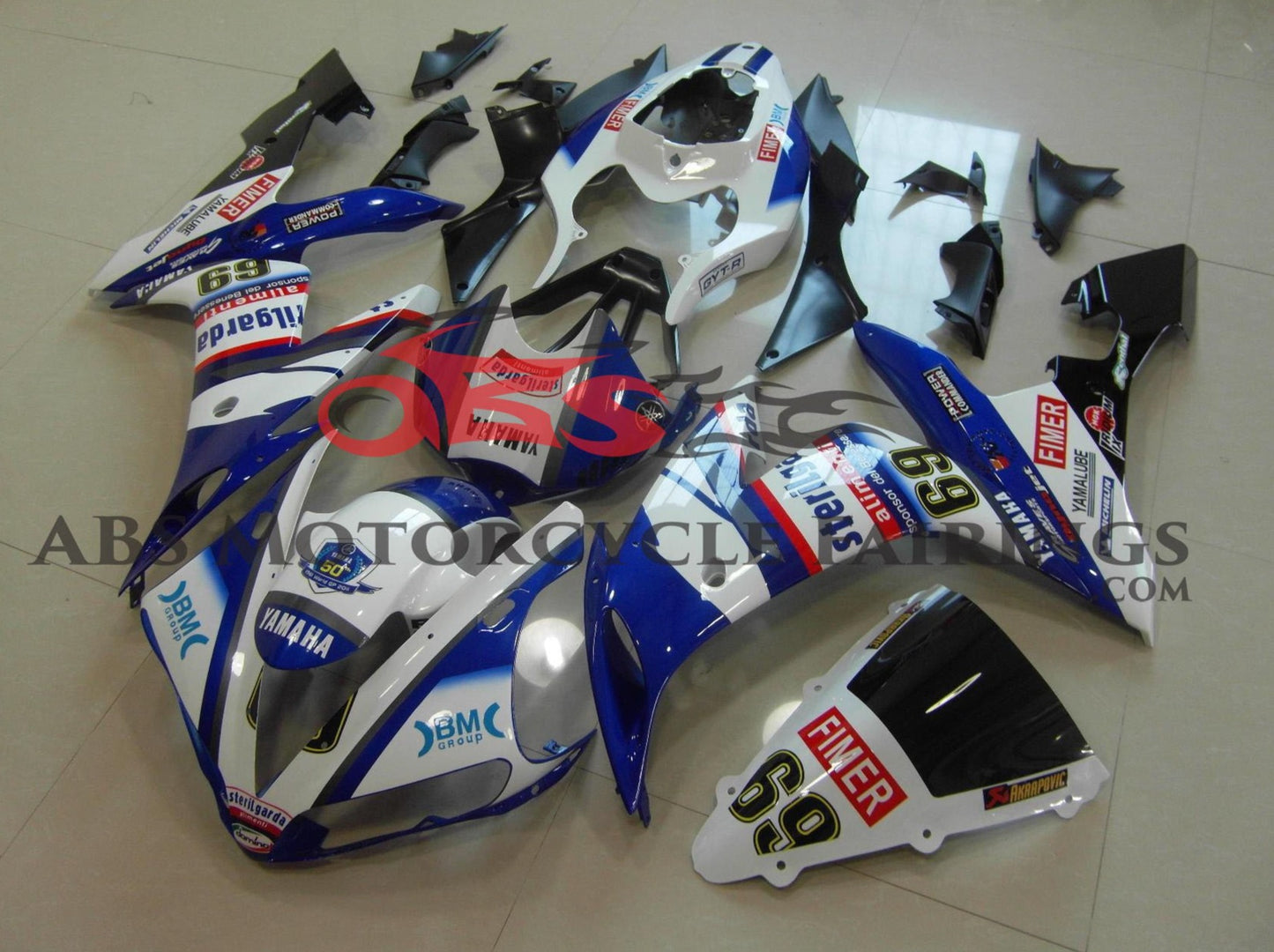 Yamaha YZF-R1 Fairings (2004-2006) White, Blue Sterilgarda at KingsMotorcycleFairings.com