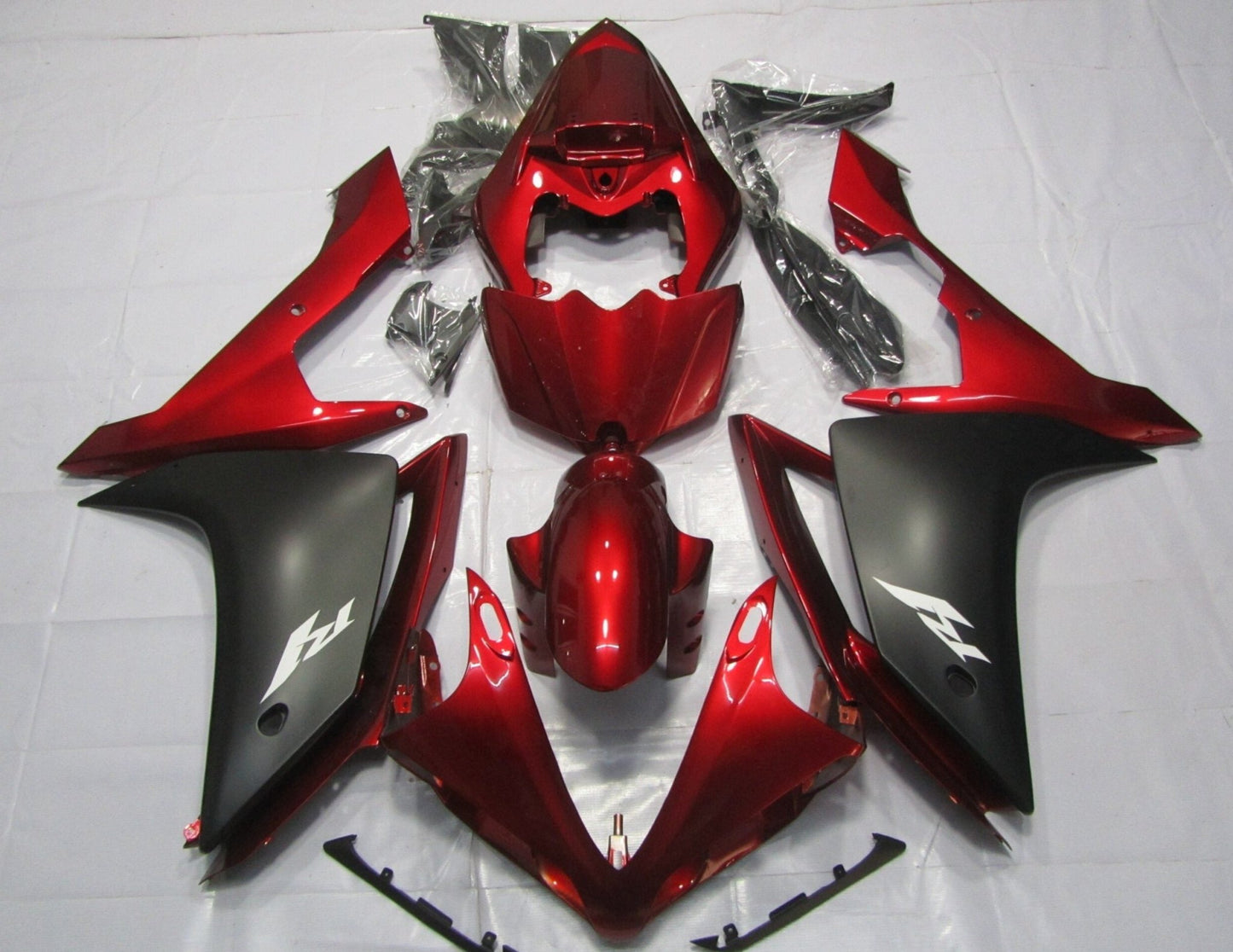 Yamaha YZF-R1 Fairings (2007-2008) Candy Red, Matte Black, Silver at KingsMotorcycleFairings.com