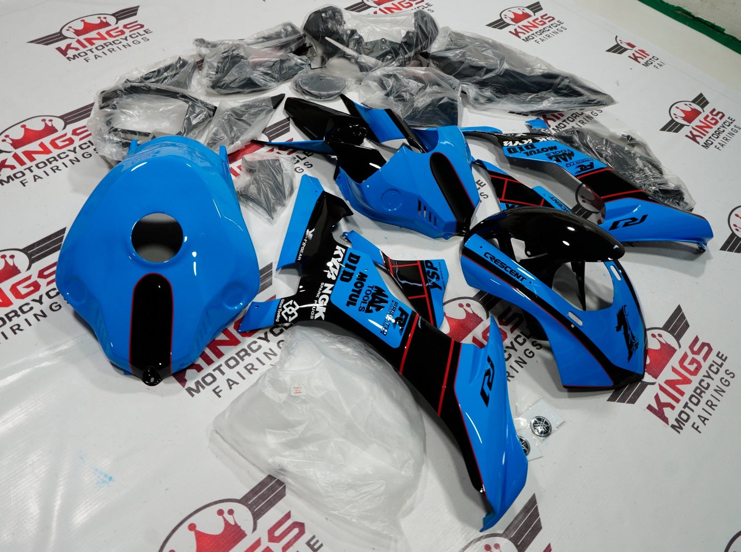 Yamaha YZF-R1 Fairings (2015-2019) Blue, Black, Red at KingsMotorcycleFairings.com