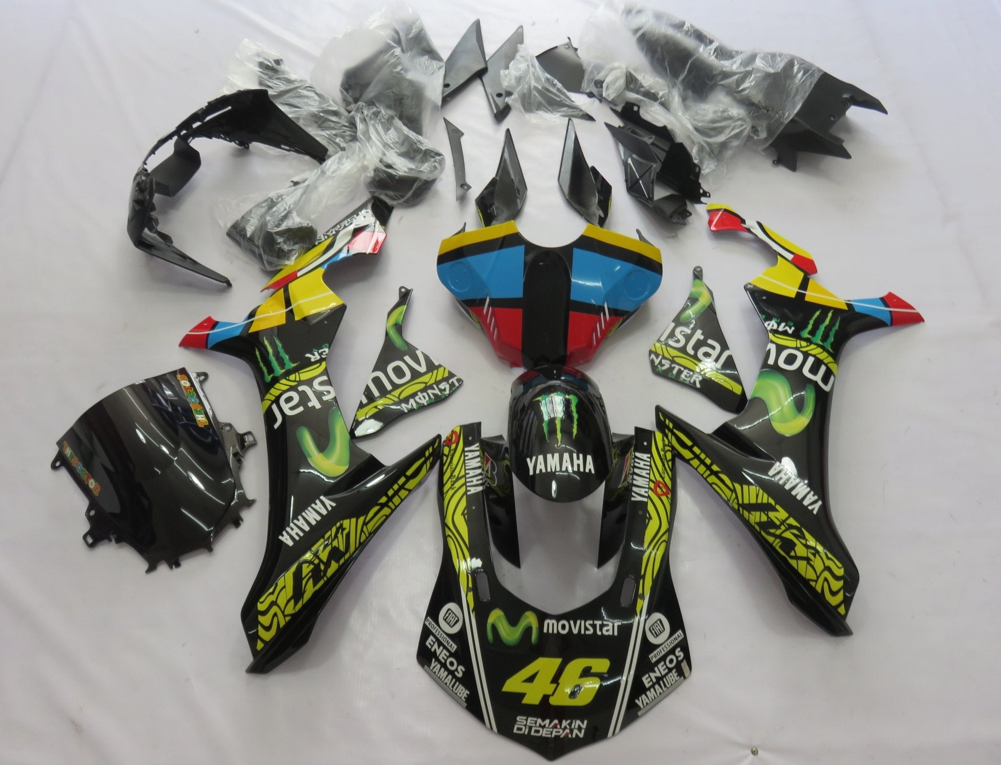 Yamaha YZF-R1 Fairings (2020-2025) Black Movistar #46 at KingsMotorcycleFairings.com